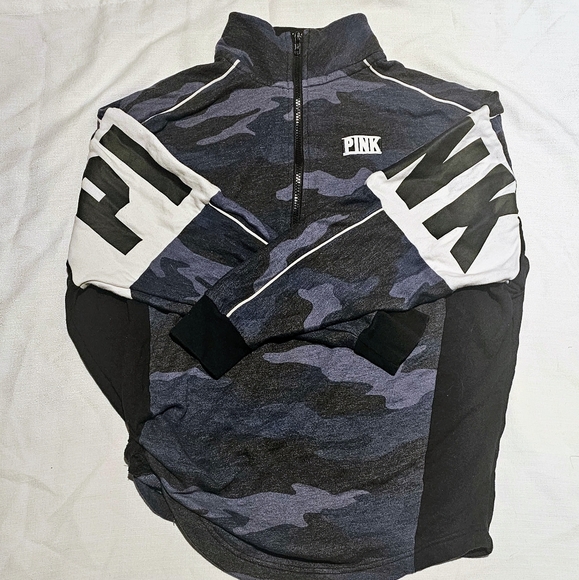 VS PINK Retired 3/4 Zip Camo Pullover size S - Picture 1 of 4